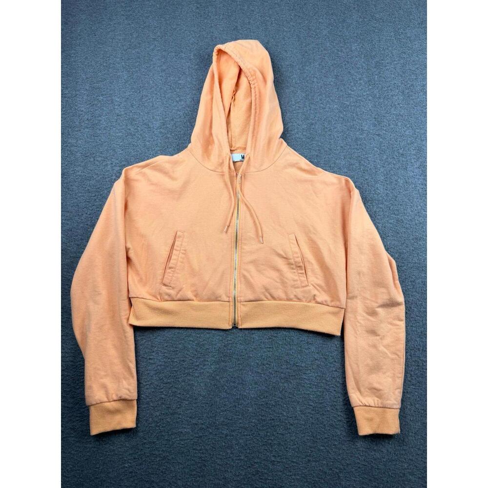 Refuge Athletic Women's Size Medium Jacket Orange Slush Cropped Full Zip Hoodie‎